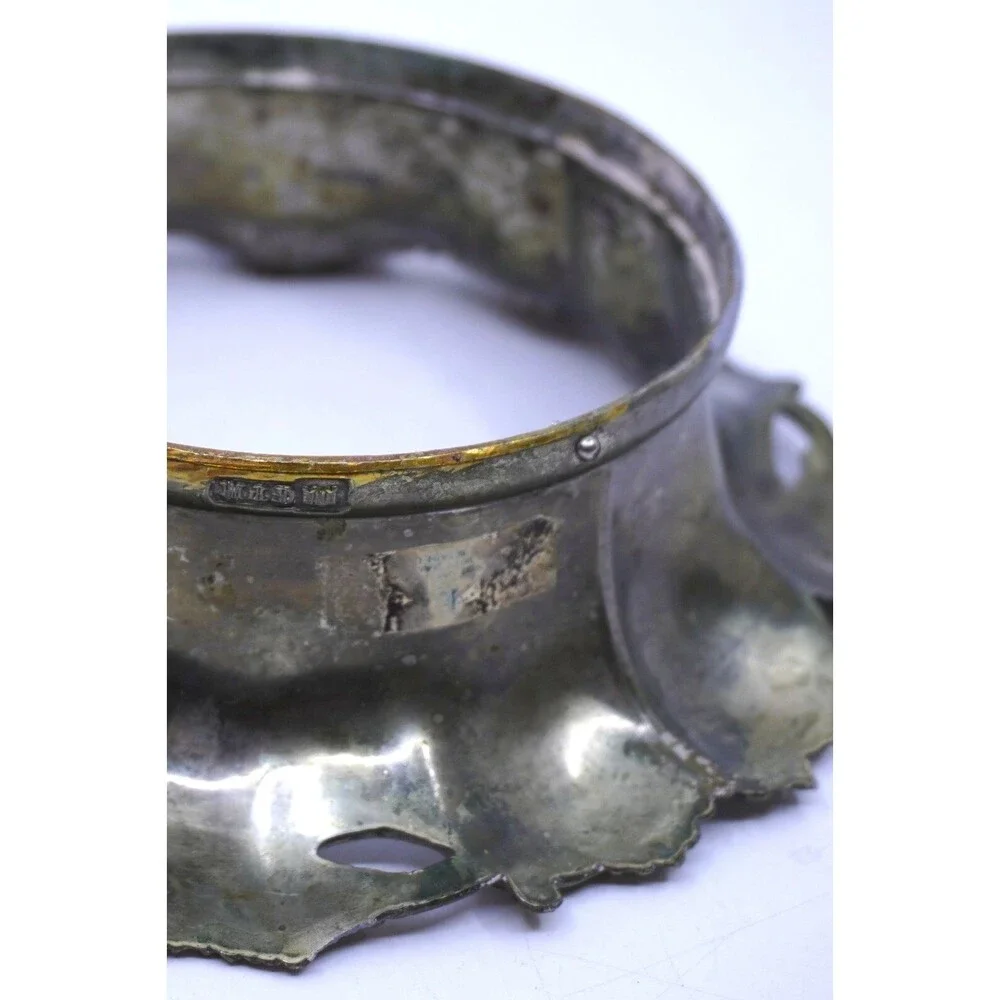 Vintage Eastern Asia Silver Plate Grapes & Leaves Champagne Wine Bottle Coaster